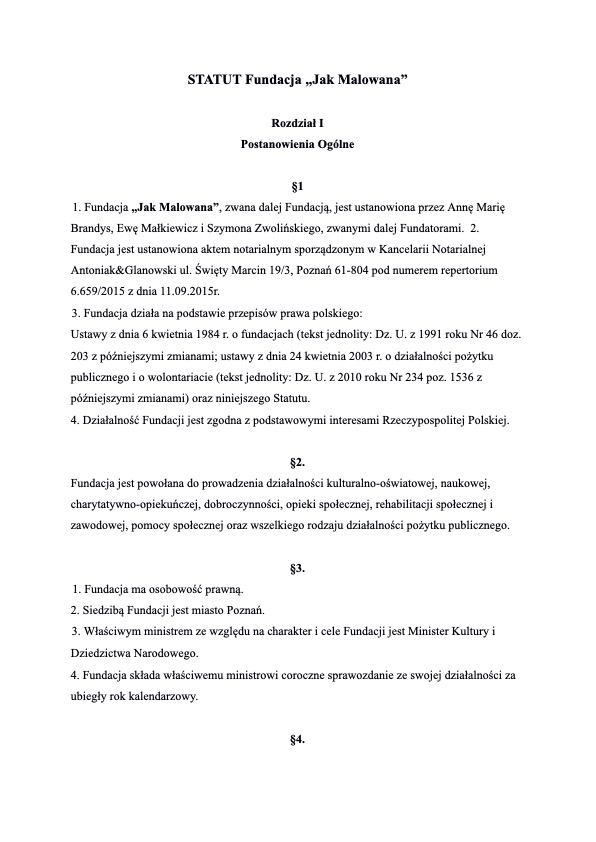 pierwsza strona statutu